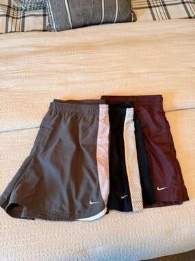 Nike Women's Athletic Shorts Bundle - Gray, Black, and Burgundy. All XL